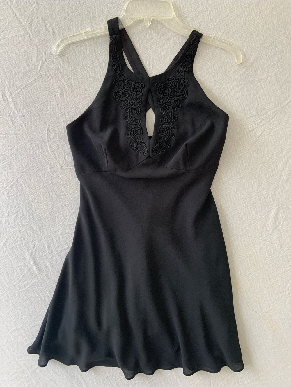 Laundry By Shelli Segal Black Embroidered Halter Mini Dress